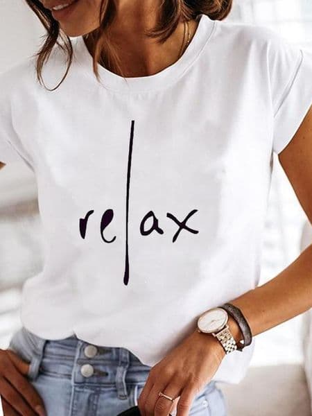 plus size women clothing Round neck soft lette pattern casual short sleeved shirt suitable for women to wear fashionable T-shirt