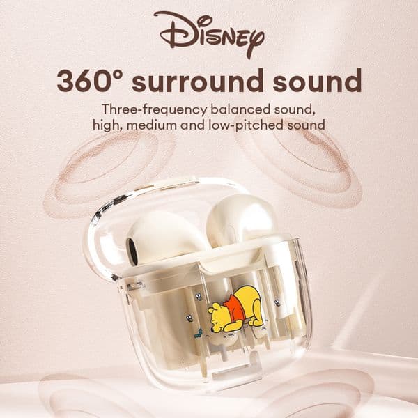 Disney Transparent Case Wireless Bluetooth Earphones HiFi Sound Music Sports Earbuds C01 Ultra-Long Battery Life Gaming Headset