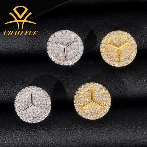 New Fashion Design 12mm Mercedes Earrings Sier VVS Moissanite Straight Trendy Accessories