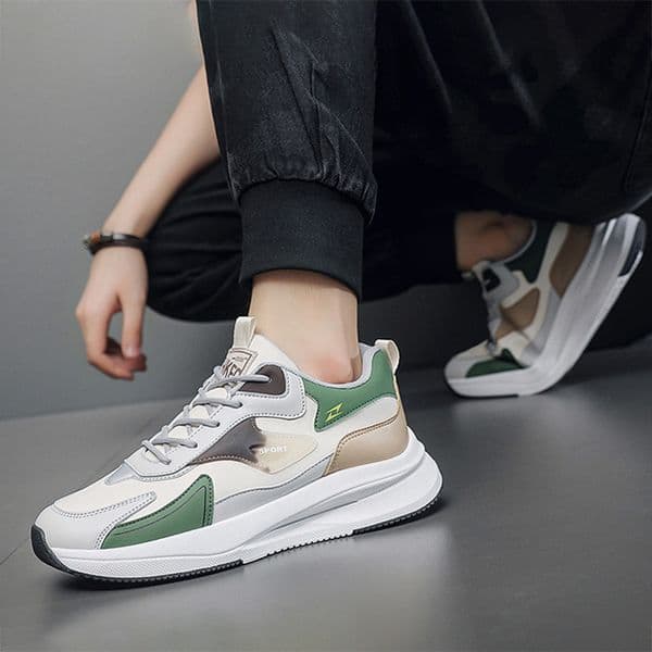 designer shoes sneakers lightweight leather trainers mens shoes fashion white green black thick-sole comfort durable non-slip sneaker size 39-44