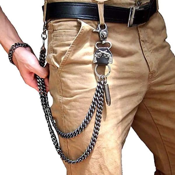 Waist Chain 2 Lines Punk Jean Adjustable Hip-hop Metal Chain Boy Clothing Accessories Mens Skull Head Metal Chains Casual 250729