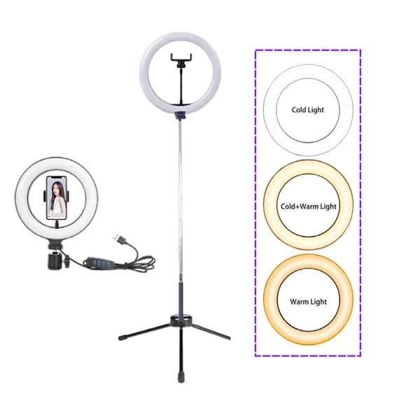 2025 new 10 26cm LED Ring 6inch 16cm Fill Photography Video Light With Tablet Stand Tripod Dimmable Lamp Streaming For Cell Phone Selfie Vol