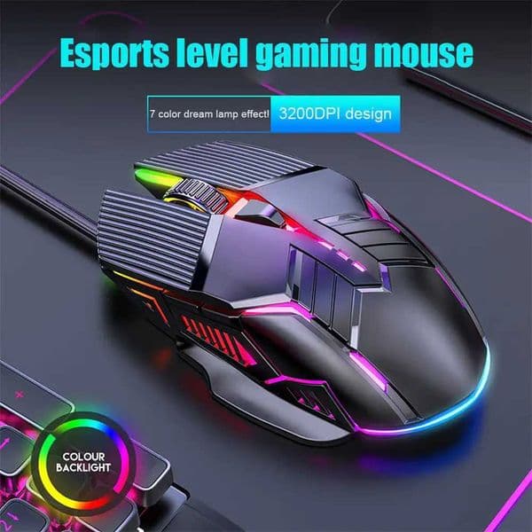 3200DPI Ergonomic Wired Gaming Mouse USB Computer Mouse Gaming RGB Backlit Gamer Mouse 6 Button LED Silent Mice for PC Laptop X251101