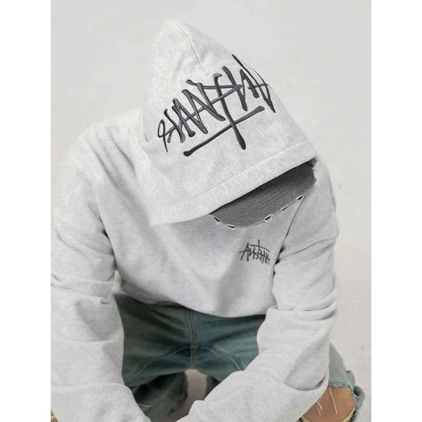 Heavyweight letter embroidery hooded sweatshirt for men in spring style American streetwear loosefitting hoodie jacket L251031