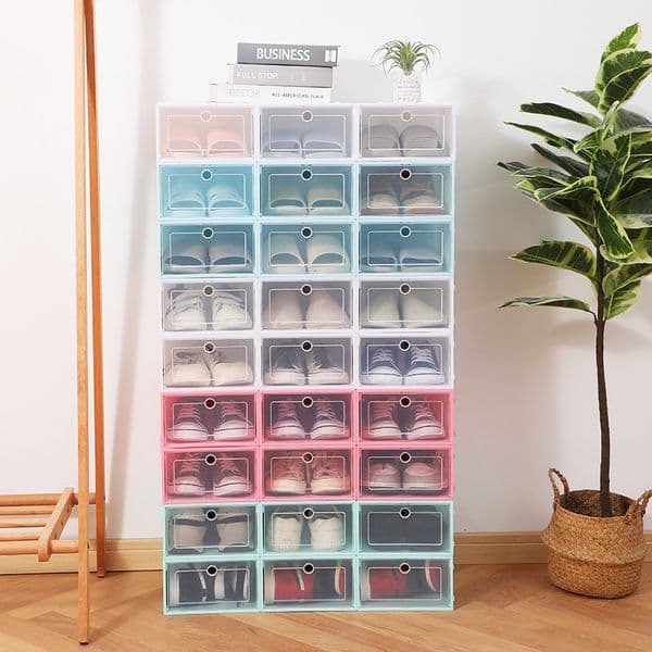 PP Transparent Plastic Flip Lid Household Storage Box Splicable Dustproof Moisture-proof Shoe Rack Manufacturer