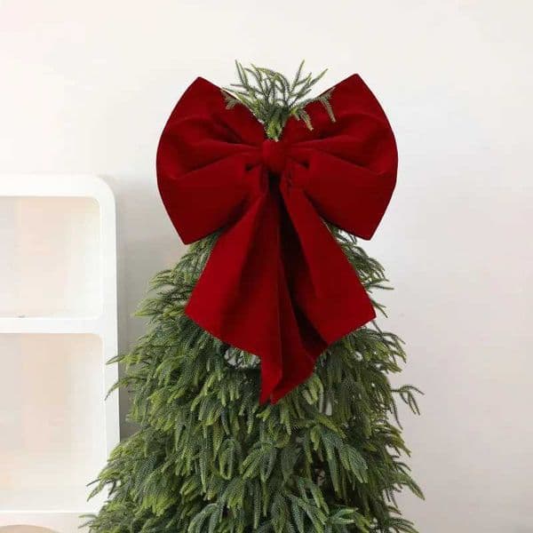 2026 1Pc Bow Red Velvet Christmas Tree Toppers Ornament Large Wreath Bows Door Wall Decor New Year Xmas Party Decorationxj251101 Free Shipping