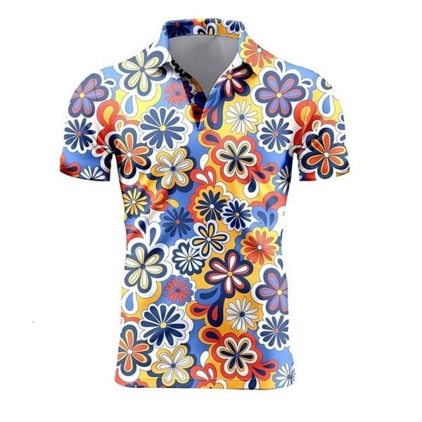 Mens Retro Short Sleeve Polo Shirts 3d Full Print Flower T Shirts For Men Summer Casual Oversized Tee Shirt Tops Blusa Masculina 250324BJ