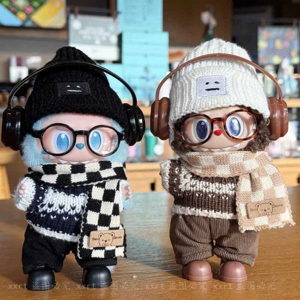Suitable For 17cm Labubu Doll Clothes Autumn And Winter Sweaters Hats Scarves Warm Clothes Doll Accessories Holiday GiftsW251031