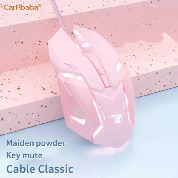 Carpbaba G3 Wired Game Mouse Mute Pink Mechanical Esports Girl Lovely Art Portable Office Household For MacBook Laptop PC Gamer X251101