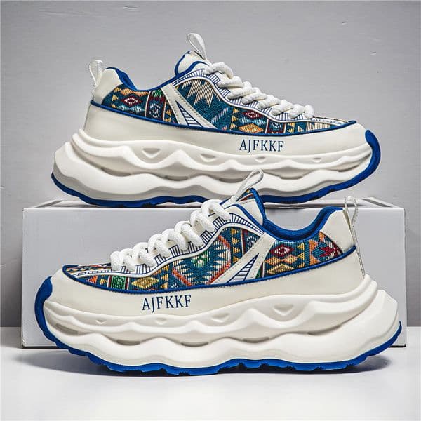 2025 Summer New Mens Platform Running Breathable Anti Slip Sneakers Trendy Printed Casual Shoes