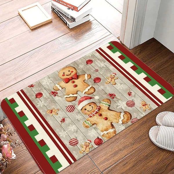 Christmas Gingerbread Man Printed Doormat NonSlip Entrance Doormat Home Decor Carpet for Living Room Rugs Bathroom Floor Rug X2511011