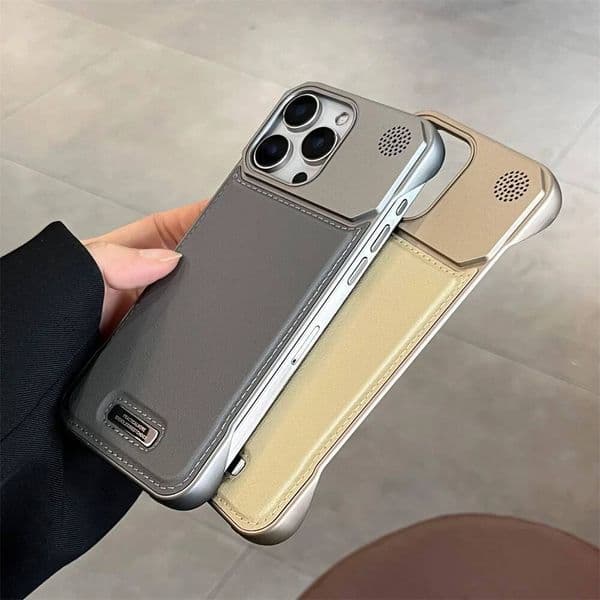 Luxury Classic Leather Magnetic Frameless Phone Case For iPhone 15 16 17 Pro Max Air Plus 14 13 12 11 Plating Protection Cover