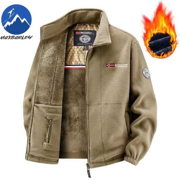 Maxbarley Winter Jacket Fashion Ski Solid Color Thick Warm Lamb Wool Coat For Mens Casual Loose Sports Windproof Fleece JacketsXJ251101