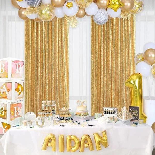 Curtain 1Panel 2x8FT Sequin Backdrop Curtains Fabric Party Wedding Baby Shower Sparkle Pography Background