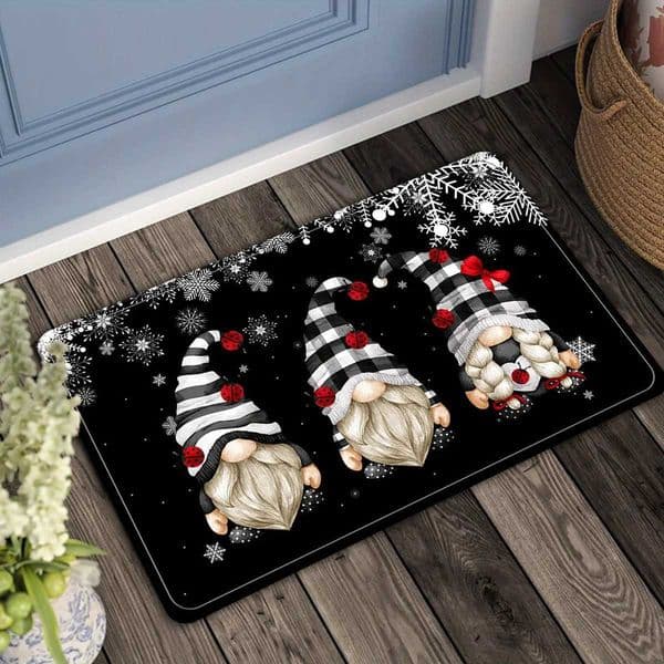 VIKAMA Premium Christmas Carpet Black Floor Mat Kitchen Rug Soft Doormat Living Room Carpet Rug For Bedroom Welcome Mat Home Dec X251101