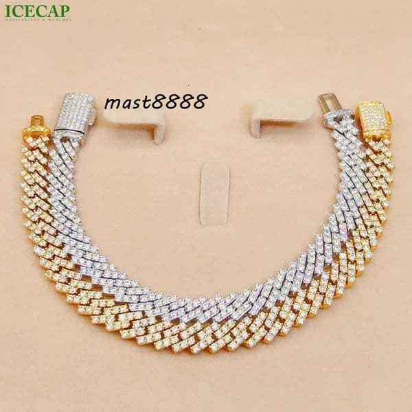 10mm Fashion Jewelry Vvs Moissanite Diamond Cuban Link Chain 925 Silver Hip Hop Men Necklace
