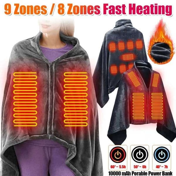 Luxury Designer Throw X251101 Wearable Electric Shawl - 3 Heat Levels, 8 Heated Zones, Fast Heating USB h 5V Coral Velvet Throw Blanket Free Shipping