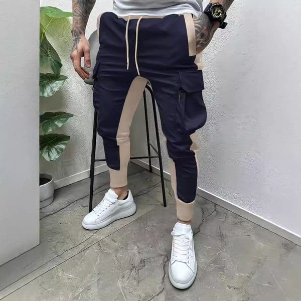Loose men Casual Pants Contrast Color Pocketed Summer Long Pencil Pants Sports Trousers for Men designer fashion pant