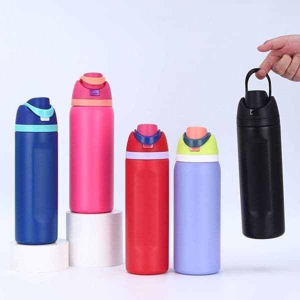 2026 Custom Logo Fruit Double Wall Insulated Sports 16Oz 19Oz 24Oz 32Oz Stainless Steel Water Bottle With Lid And Straw Free Shipping