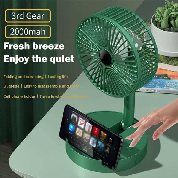 Foldable desktop electric fan 3rd Gear USB charging 2000mAh 10W touch key low noise summer air conditioning cooling fanXJ250402