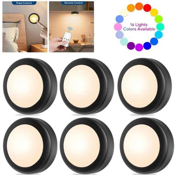 LED RGB ice hockey night light remote control adjustable dimming cabinet bottom light wireless night light kitchen wardrobe LED light X250402