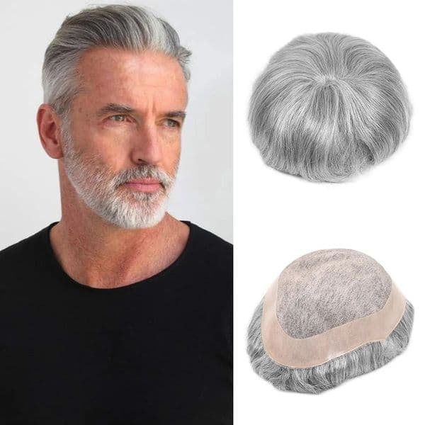 Hd Lace Wig Human Toupee For Men Grey Hair Prosthesis Breathable Mono Lace Mens Wig Replacement System Hairpiece woman 1B80 251031 Y260311 Curly
