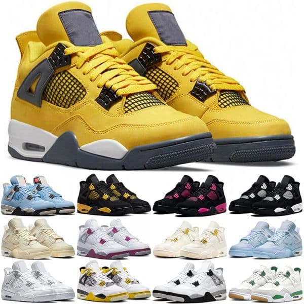 Designer Men Women 4S Basketball Shoes Sneaks Panda Military Black Cat White Oreo Red Thund Cool Grey Pine Green Metallic Gold Outdoor Sports Trains