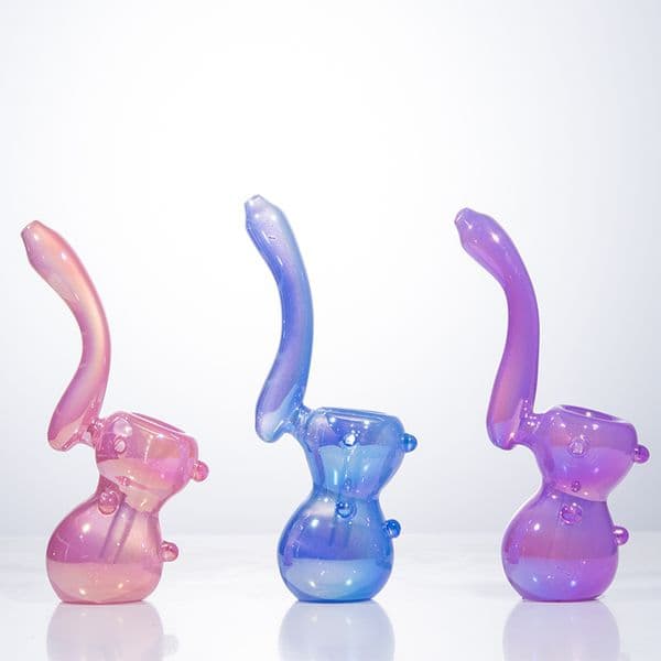 CSYC Y338 Stand Smoking Pipe About 6.3 Inch Height Colorful Calabash Style Glass Hand Pipes