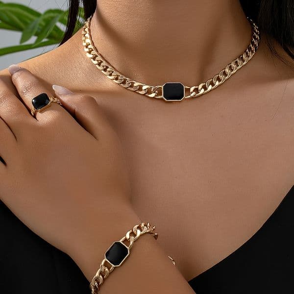 bracelet designer bracelet jewelry Geometric Blockchain Necklace Bracelet Ring Jewelry Set bracelets jewlery designer jewelry Wear jewelry at parties