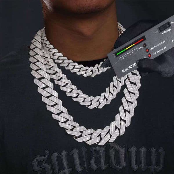Custom S925 Silver 8mm 10mm 12mm 14mm Baguette Moissanite Diamond Hip Hop Cuban Chain Necklace Bracelet