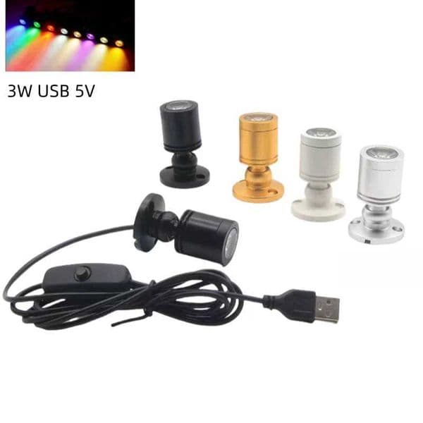 USB DC5V Mini Spotlight LED 3W Cabinet Light for Jewelry Display Spotlight Desk Lamp Ceiling Light Switch USB Interface X250402