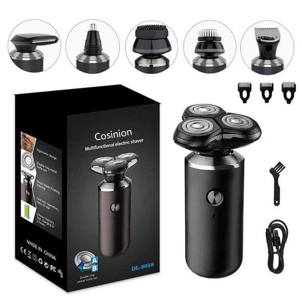 6-in-1 Mens Beauty Kit Wet Dry Electric Shaver Beard Nose Hair Trimmer Electric Shaver Charging Bald Shaver Z250402