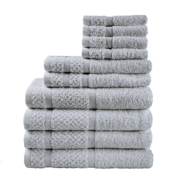 10 Piece Towel Set with Upgraded Softness Durability Grey 251031