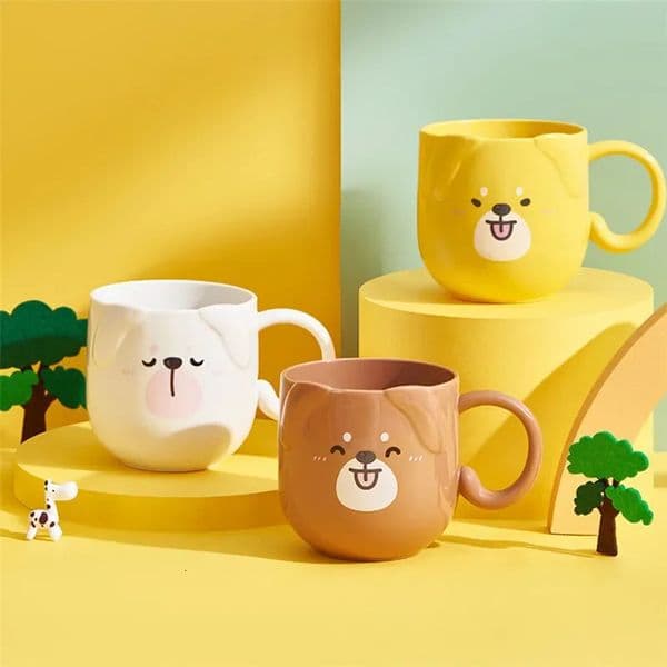 300400ML Children Milk Coffee Cup With Handle Mug Plastic Water Heat Resistant Cartoon Mouthwash Toothbrush 251031BJ