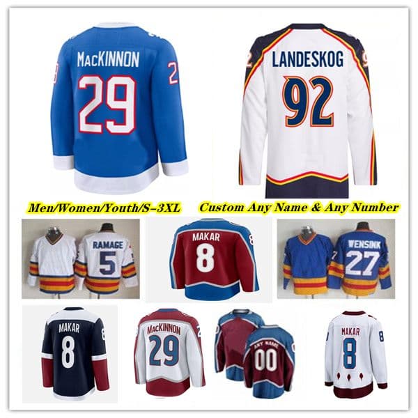 Nathan MacKinnon Ice Hockey Jersey avalanches Cale Makar Martin Necas Brent Burns Artturi Lehkonen Victor Olofsson Valeri Nichushkin Gabriel Landeskog Wedgewood
