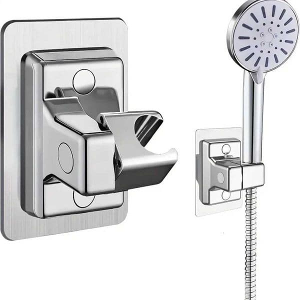 Adjustable Shower Bracket Self Adhesive Wall Mount with 360 Rotation No Drill Space Saving Bathro Organizer Y251103