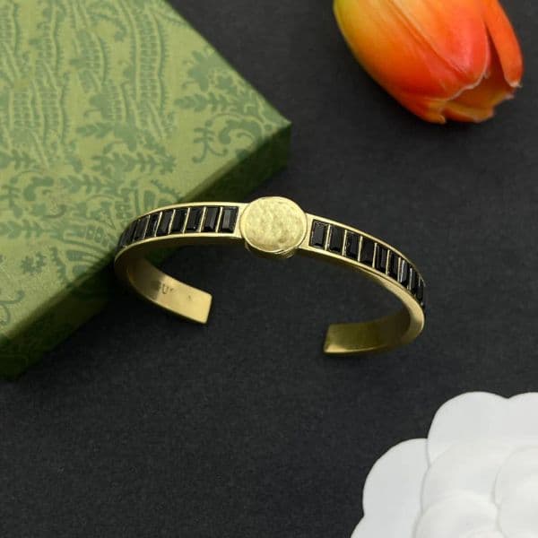 Open Cuff Bracelet Gold Plated Hip Hop Bangle Jewelry for Women & Men