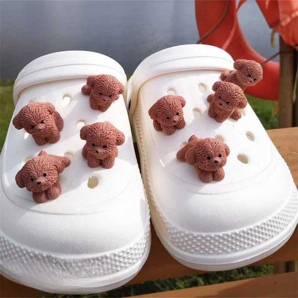 New fun and cute brown 3D puppy shoe decoration accessory for clothing sandals and watches perfect for holiday gifts Z250402