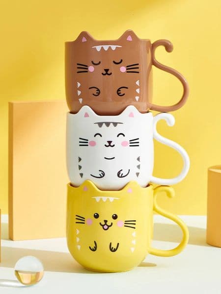 Cute Cat Mouthwash mug Toothbrush Cup Home Travel Cartoon Thickened Wash Plastic mugs 251031BJ