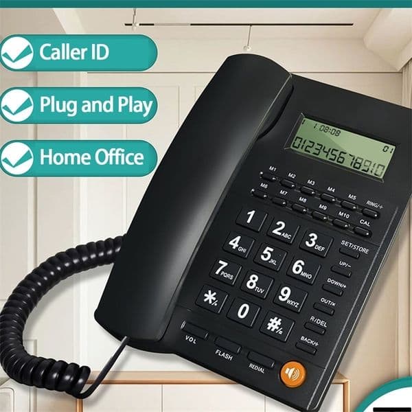 Desk Corded Telephone With Display For HomeelOffice Support Music On Hold Landline Phone Corded B 251025