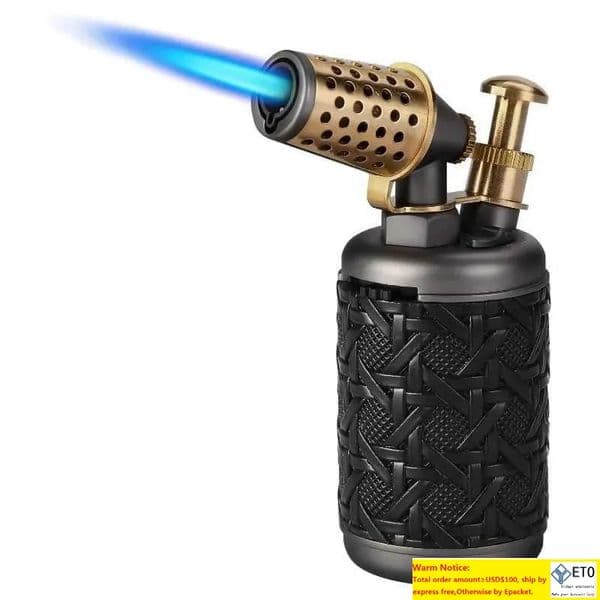 Torch Lighter Refillable Butane Cool Luxury Vintage Isqueiro Adjustable Blue Jet Flame Cooking Cigar Lighters No Gas IncludedT250224 LL