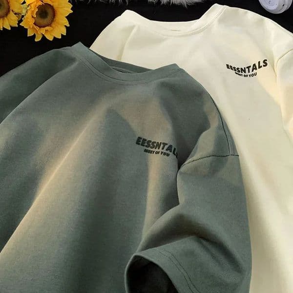 Mens Summer Heavy Single Trend Casual Loose T-shirt Suitable for Students with Half Sleeve Zipper 250327