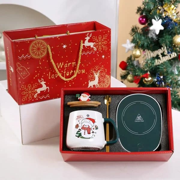 Christmas Gift Year Set55 Thermostat Mugs Cup Snowman Ceramic with Lid Spoon Coffee Cups for Home or Office 251031