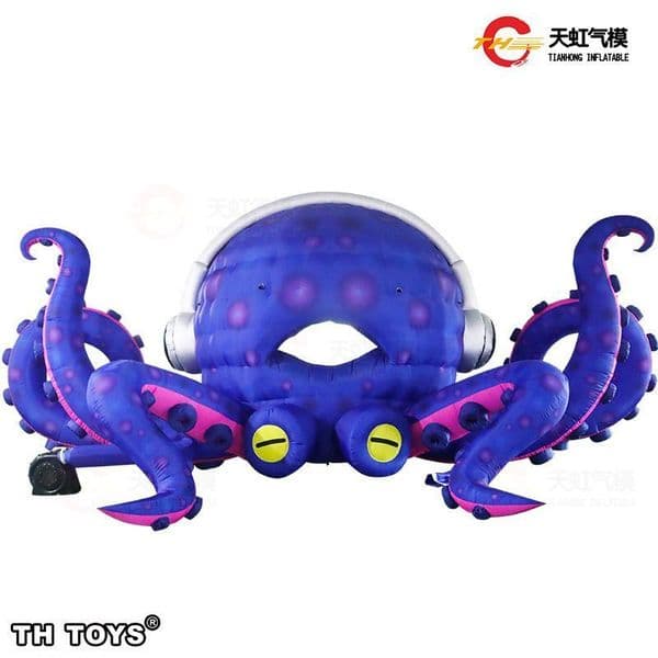 12m width (40ft) Inflatable octopus model, wearing headphones, octopus tent, supermarket, shopping mall, square, large display, interactive photography