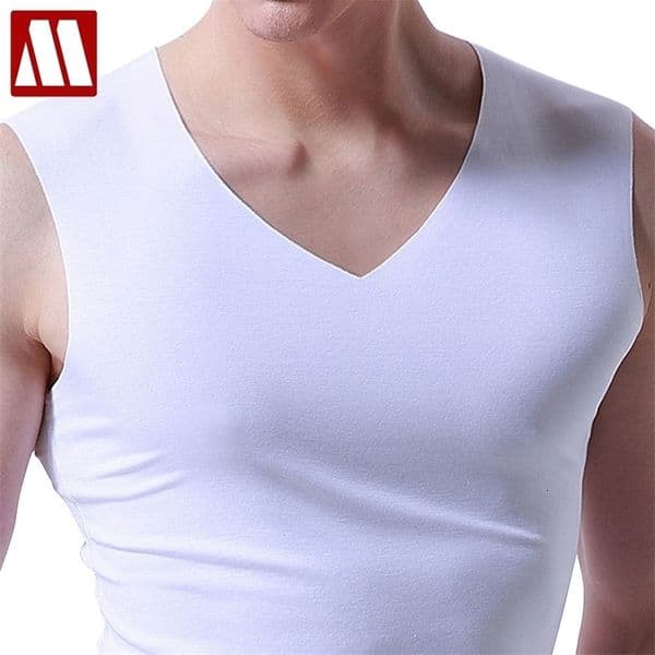 3Pieces/Lot Seamless Sleeveless Undershirt Tank Top Men Fitness Shirts Mens Bodybuilding Workout Vest Factory Outlet V Neck250403BJ