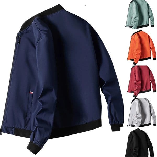 M4XL Mens Jacket Autumn Thin Long Sleeve Baseball Uniform Windproof Bicycle Solid Zipper Casual 250324