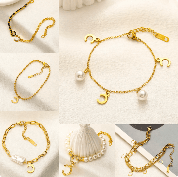 Bracelet Designer Women Chain Link Letter Bangles Gold Stainless steel Jewelry Wristband Cuff Wedding Lover Gifts