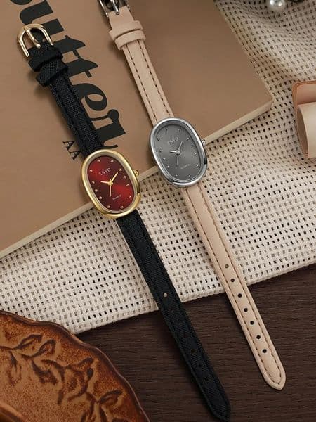 Womens stylish quartz watch with a point scale metallic leather strap for Halloween Christmas gift 251031
