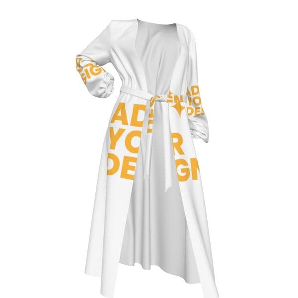 Custom All-Over Print Women's Lace-up Chiffon Robe Lightweight Beach Kimono Cardigan with Belt
