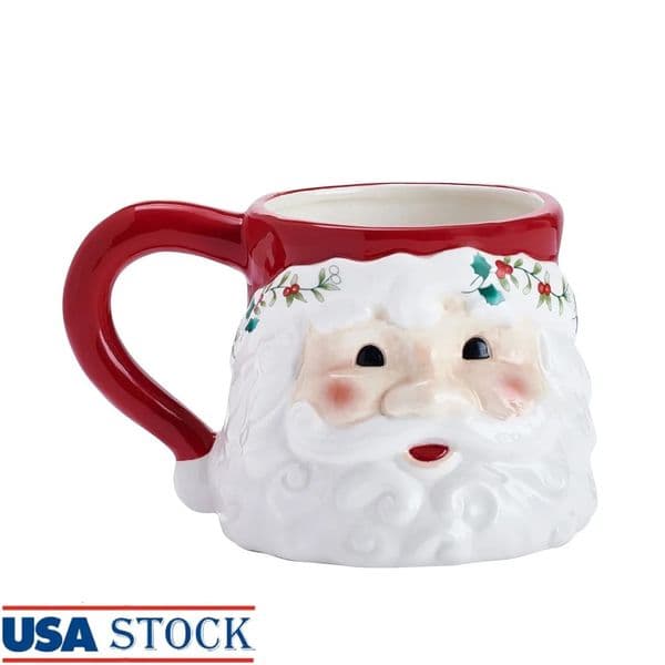 Winterberry Stoare Santa Mug 16oz Holiday Coffee Tea Chocolate Ceramic Gift Christmas Kitchen Decor Festive Tableware 251031